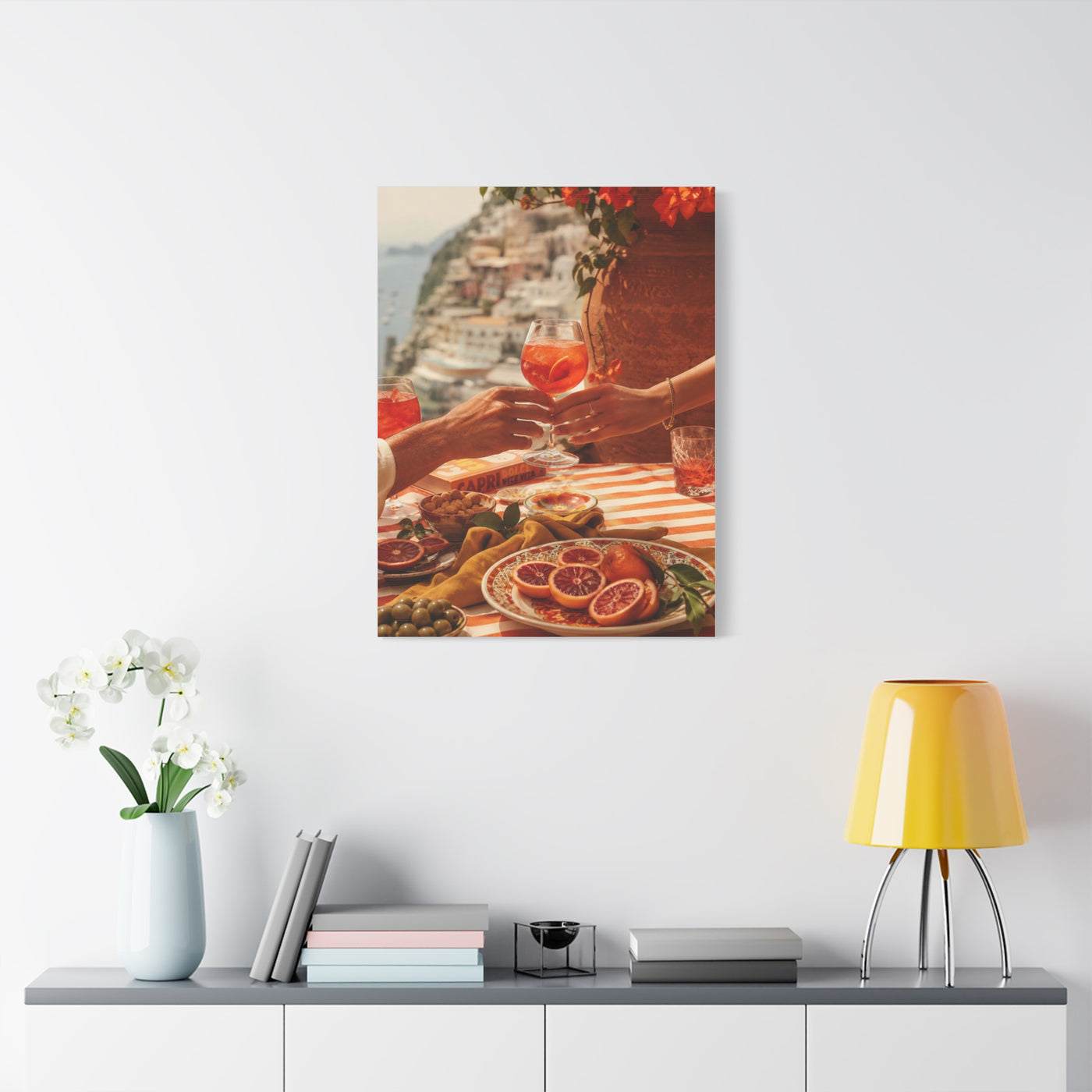 Mediterranean Aperitivo Romance Scene Wall Art & Canvas Print