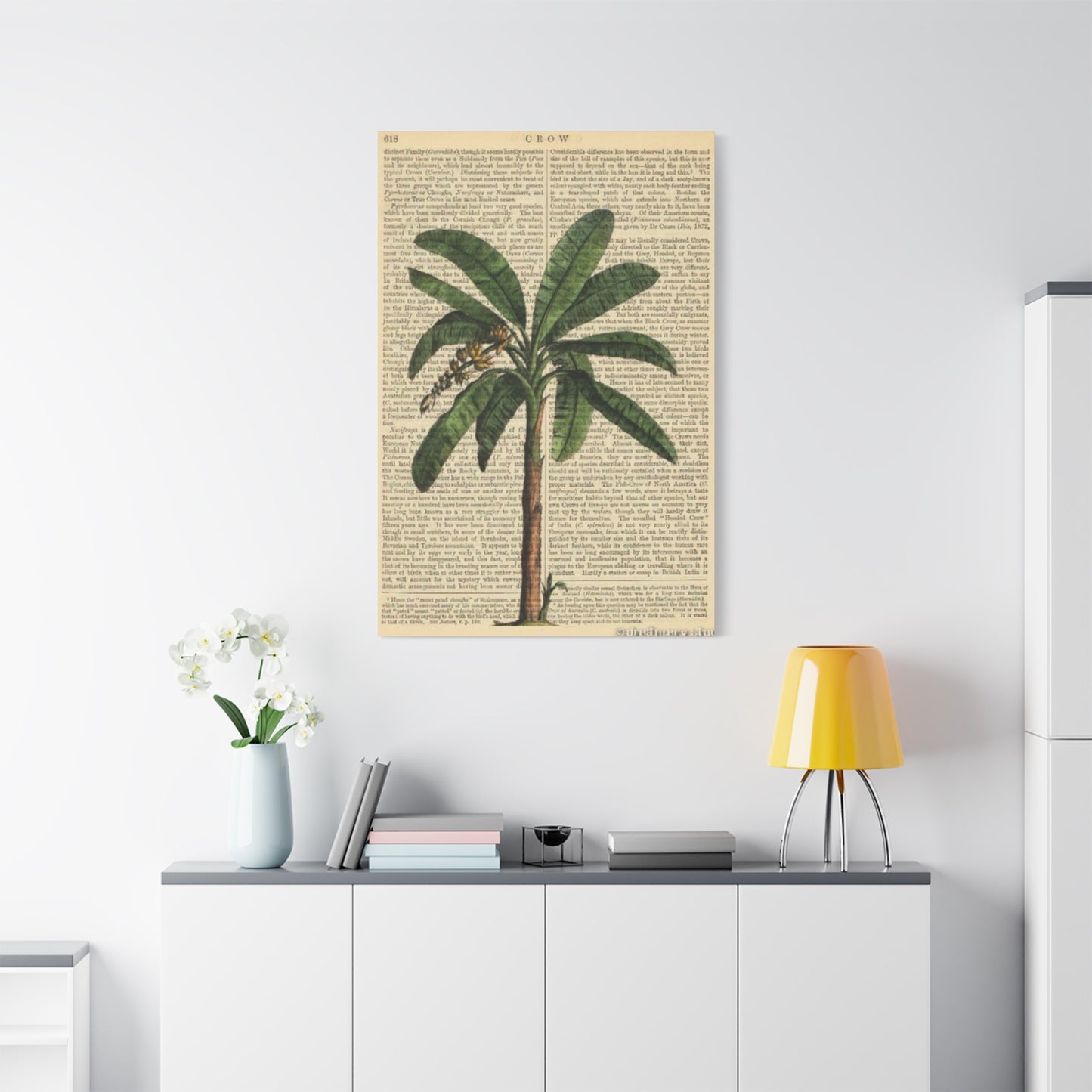 Palm Tree Painting On Vintage Paper Wall Art & Canvas Prints
