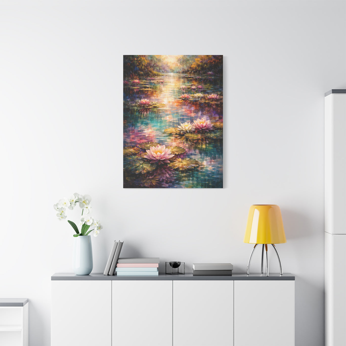 Impressionist Multicolor Water-Lily Pond Wall Art & Canvas Print