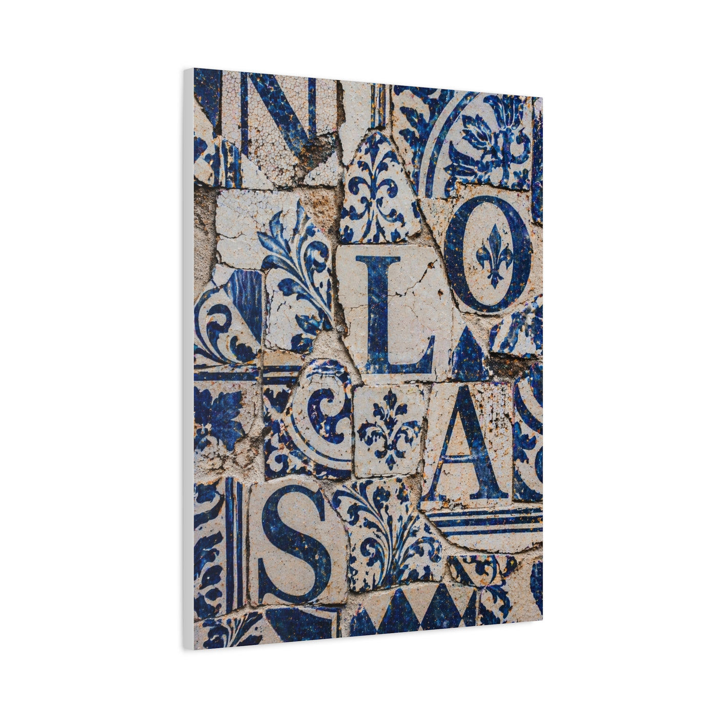 Blue Tile Mosaic Letter Composition Wall Art & Canvas Print