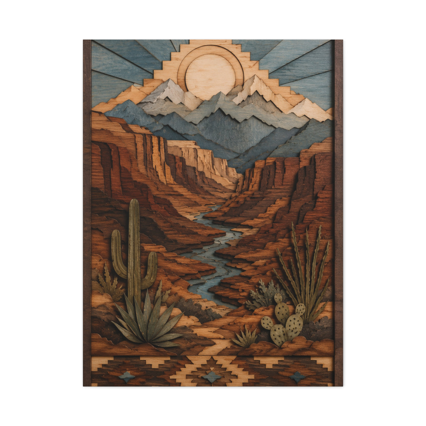 Layered Canyon Wood Mosaic Southwest Wall Art & Canvas Print