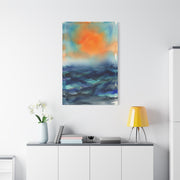 Abstract Orange Sky Over Watercolor Landscape Wall Art & Canvas Print