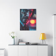 John Wick Neon Rain Close-Up Movie Poster Wall Art & Canvas Print