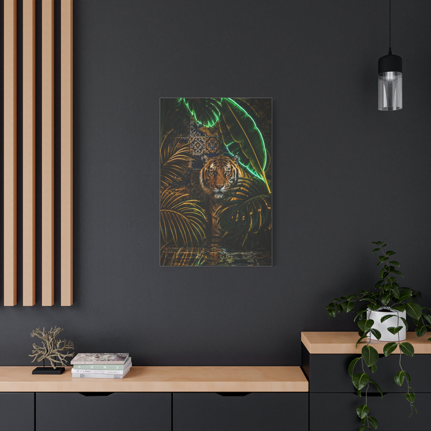 Neon Jungle Tiger Luxe Statement Tropical Wall Art & Canvas Print