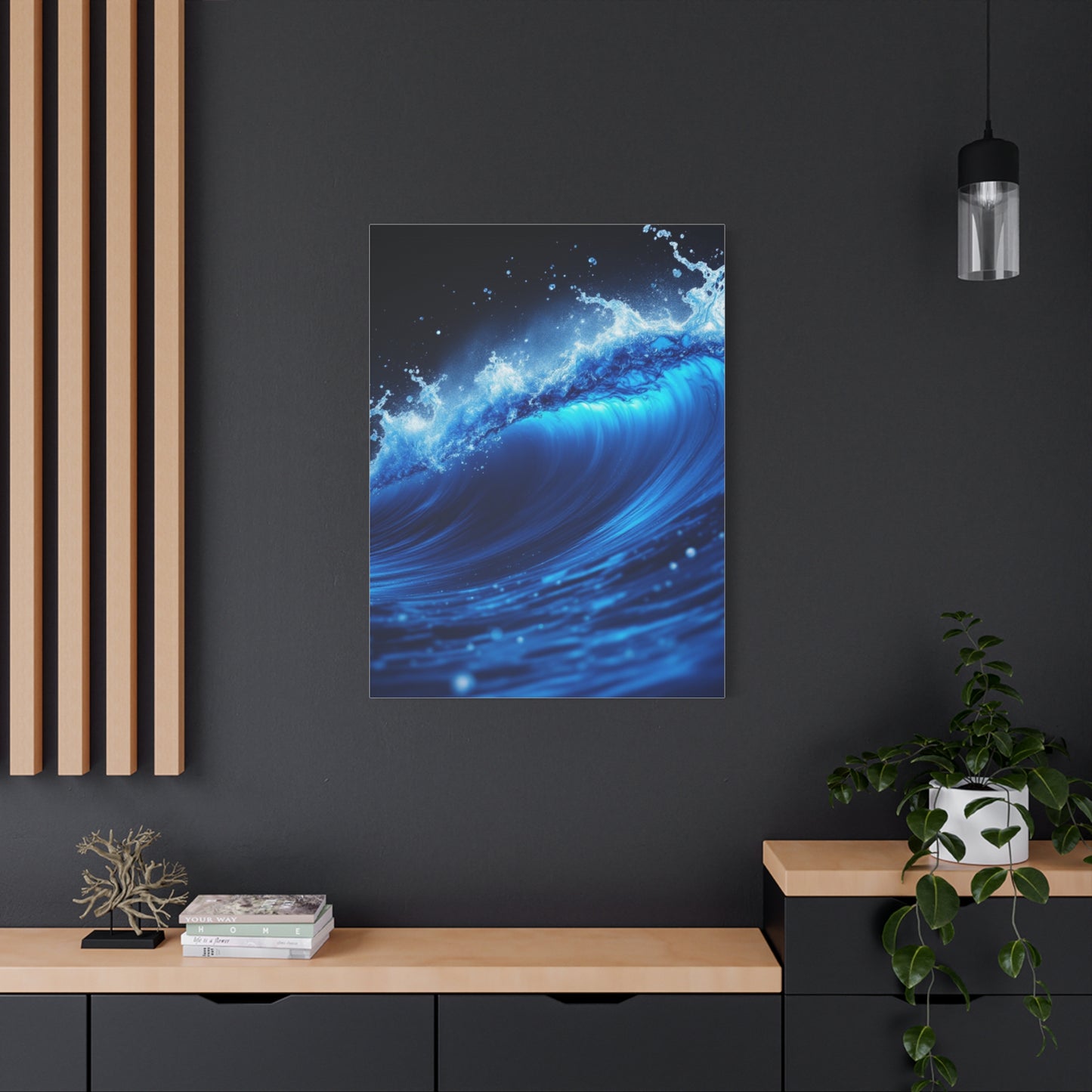Powerful Ocean Wave in Electric Blue Motion Wall Art & Canvas Prints