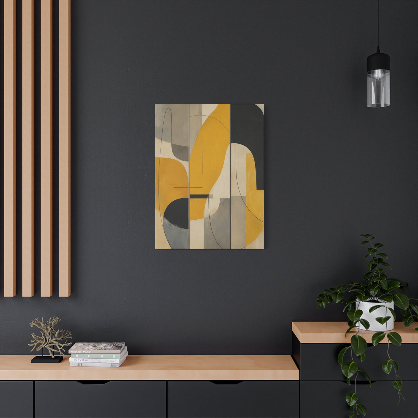 Organic Flow Mustard Curve Abstract Wall Art & Canvas Print