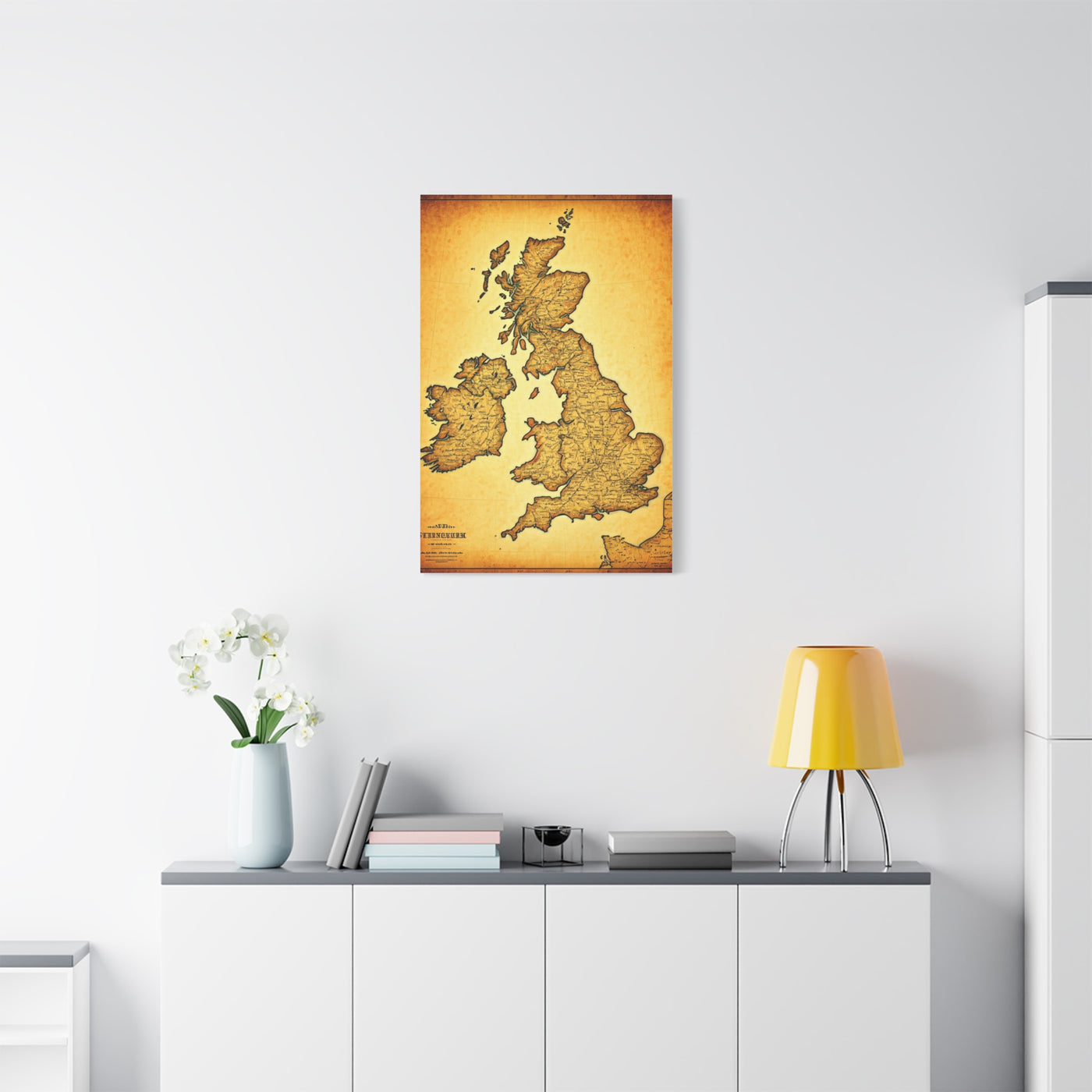 World Map on Aged Scroll Background Wall Art & Canvas Prints .