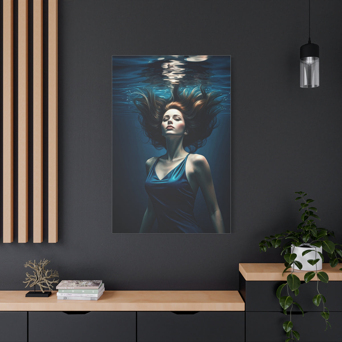 Submerged Serenity Blue Figure Wall Art & Canvas Prints