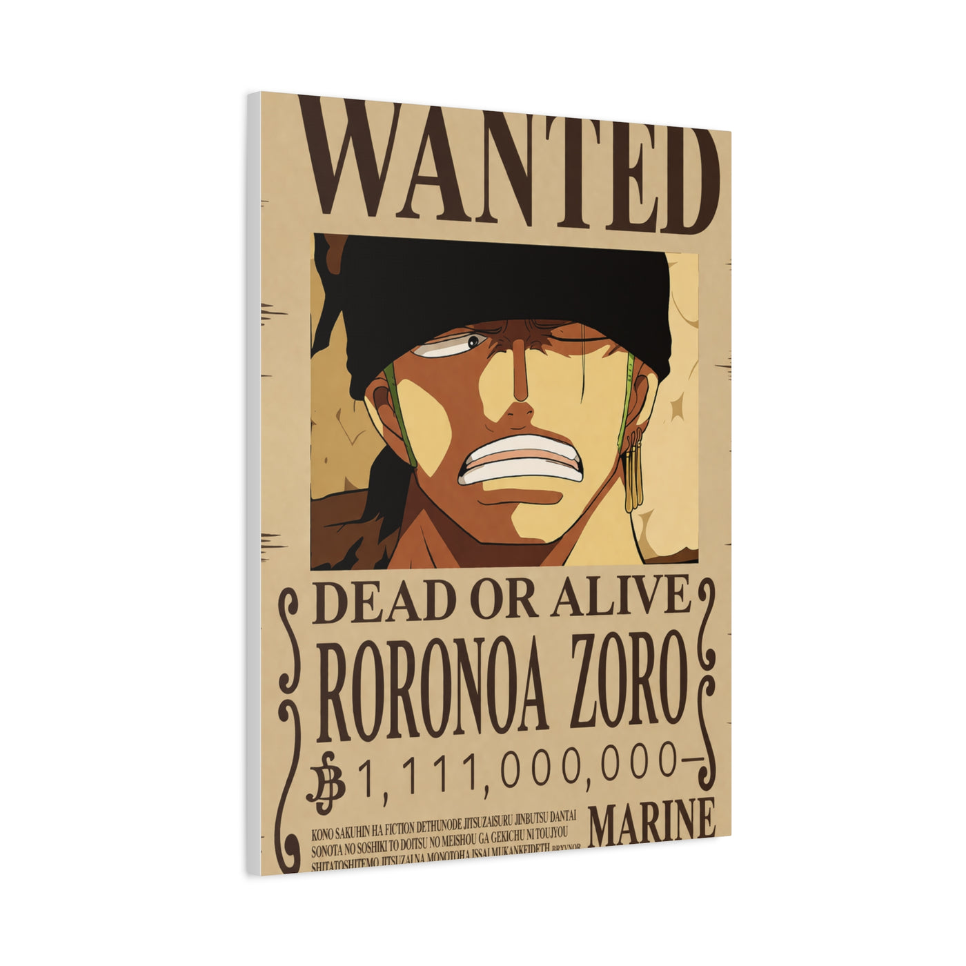 One Piece Roronoa Zoro Wanted Poster Wall Art & Canvas Print
