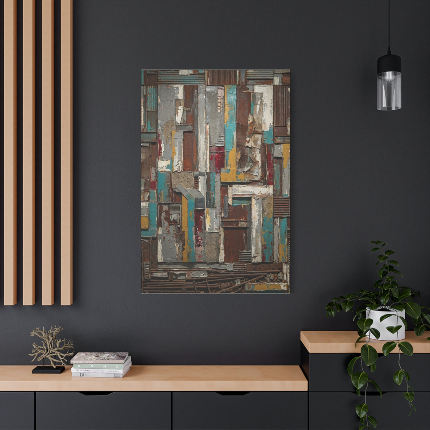 Mid-Century Modern Muted Geometric Color Block Wall Art & Canvas Print