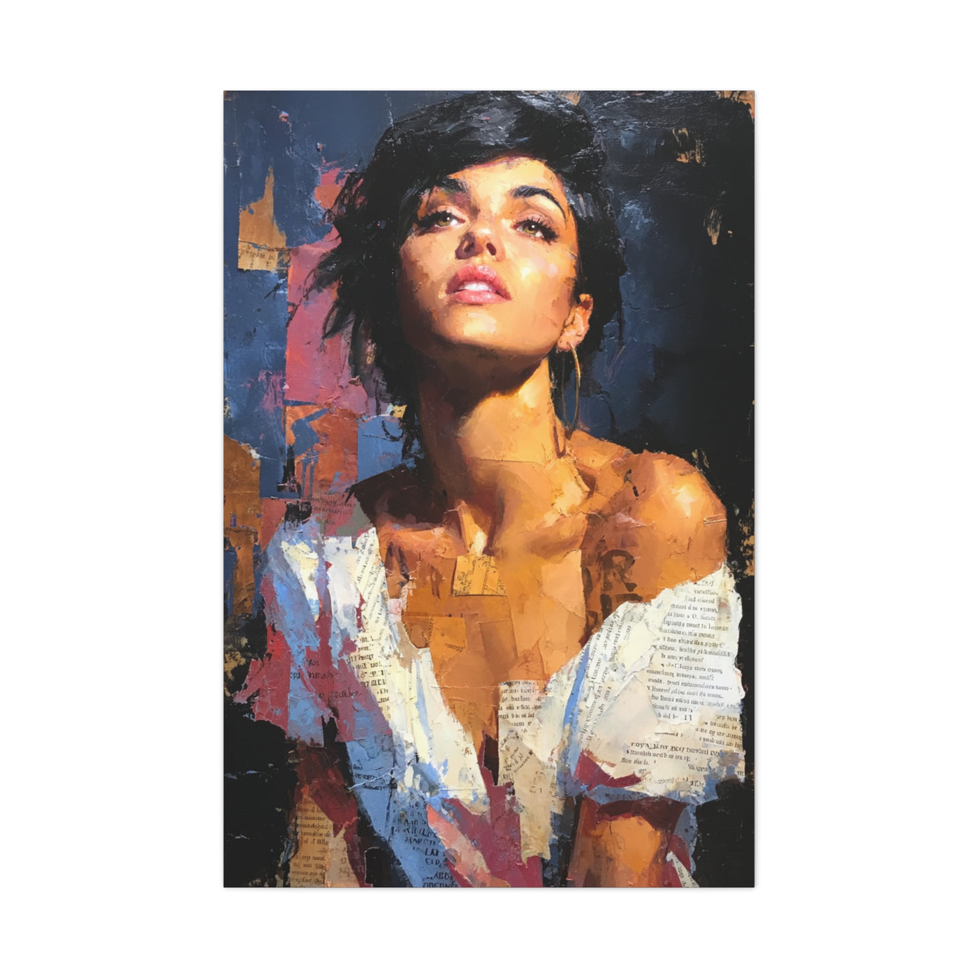 Expressive Fashion Collage Portrait Wall Art & Canvas Print