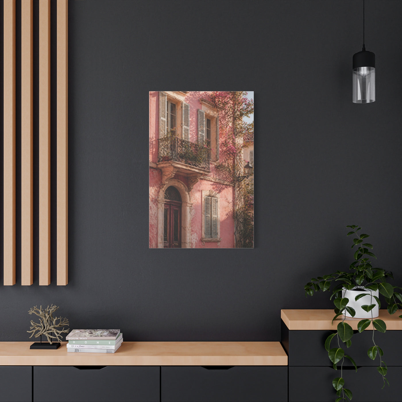 Romantic European Pink Facade Wall Art & Canvas Print