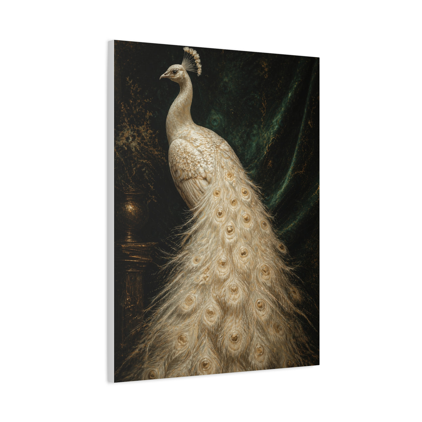 White Peacock Dark Academia Portrait Wall Art & Canvas Print