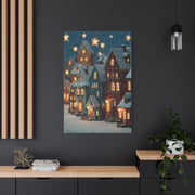 Nordic Winter Village Folk Scene Wall Art & Canvas Print