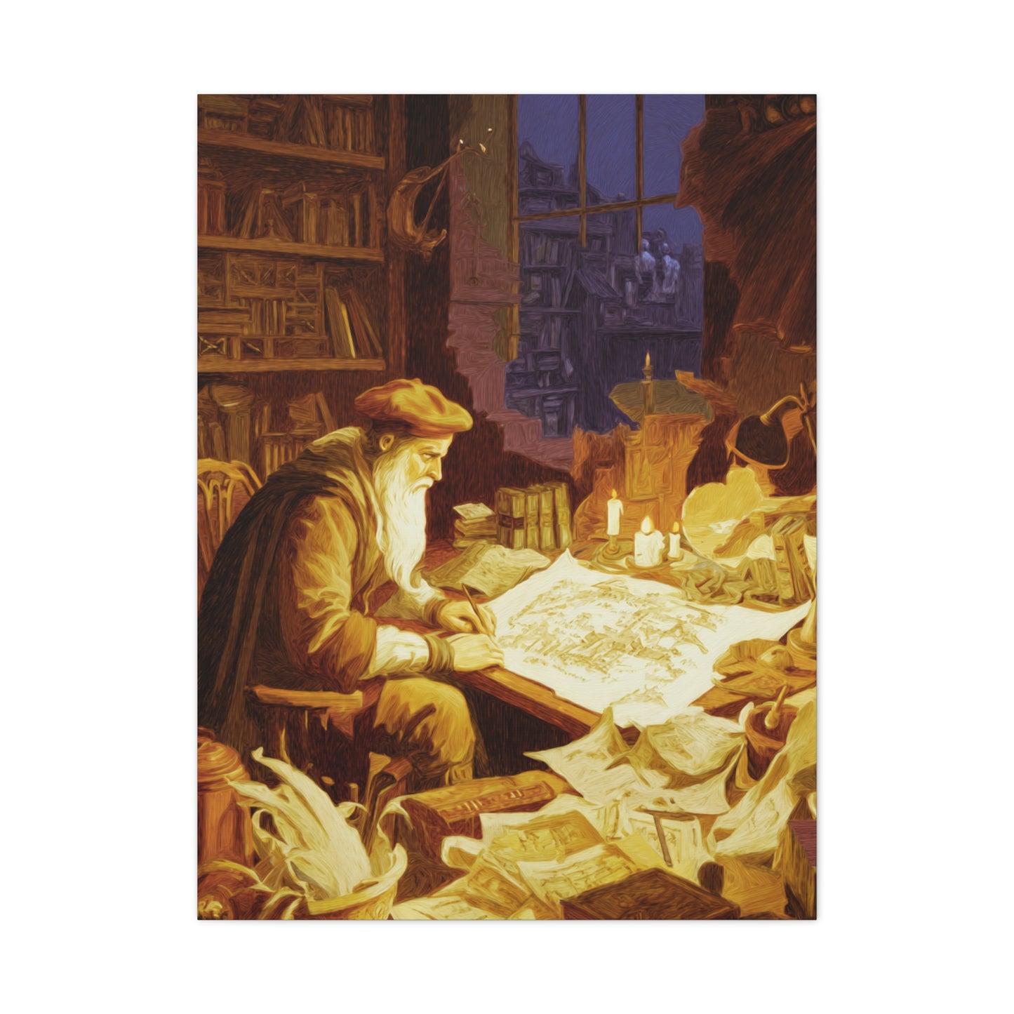 Leonardo da Vinci Working in His Workshop Wall Art & Canvas Print