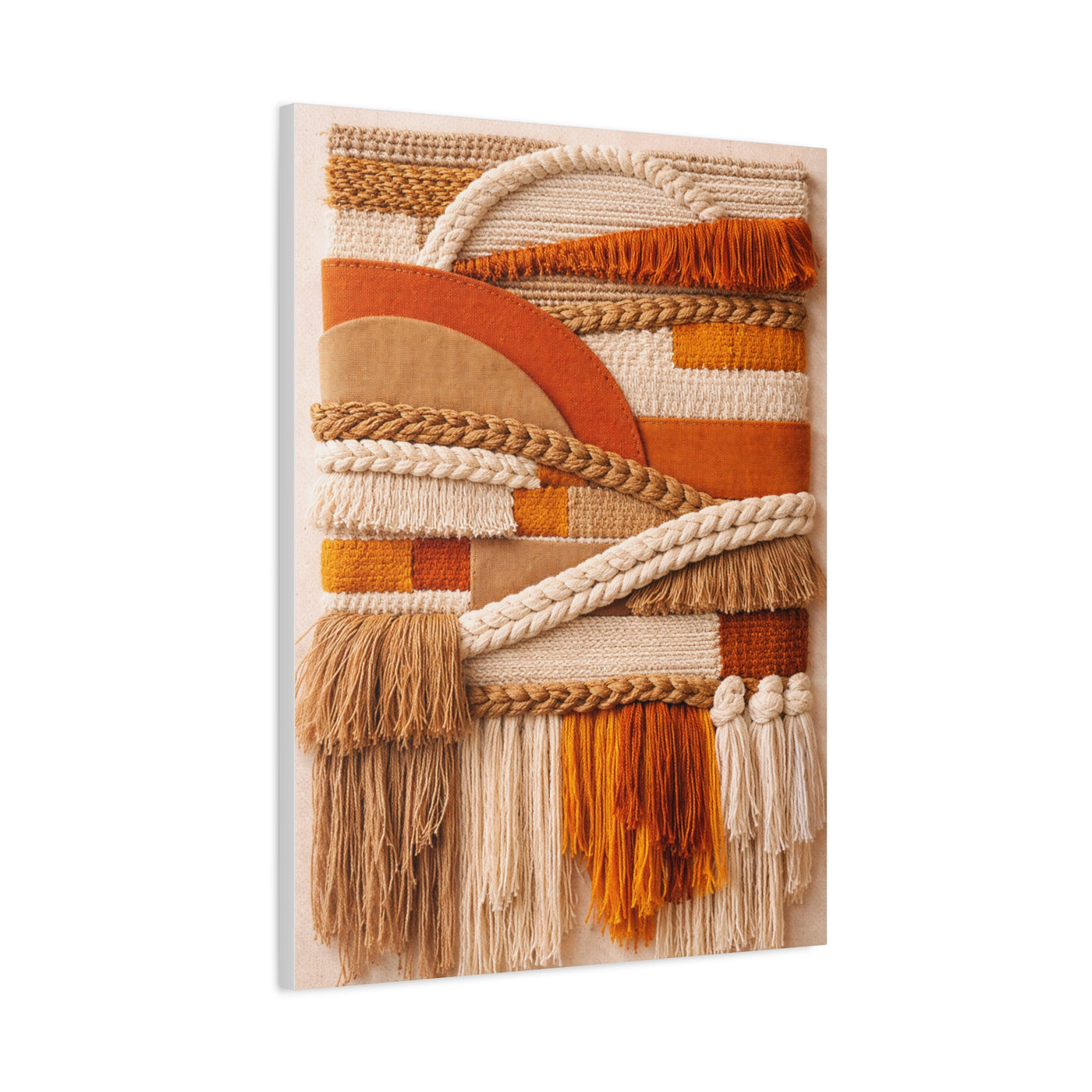Boho Textile Orange Fiber Composition Wall Art & Canvas Print