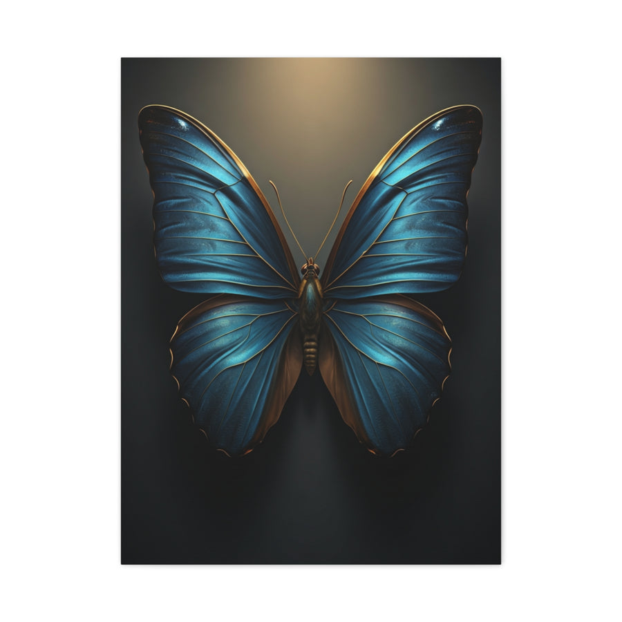 Midnight Blue Butterfly Symmetry Portrait Wall Art & Canvas Prints