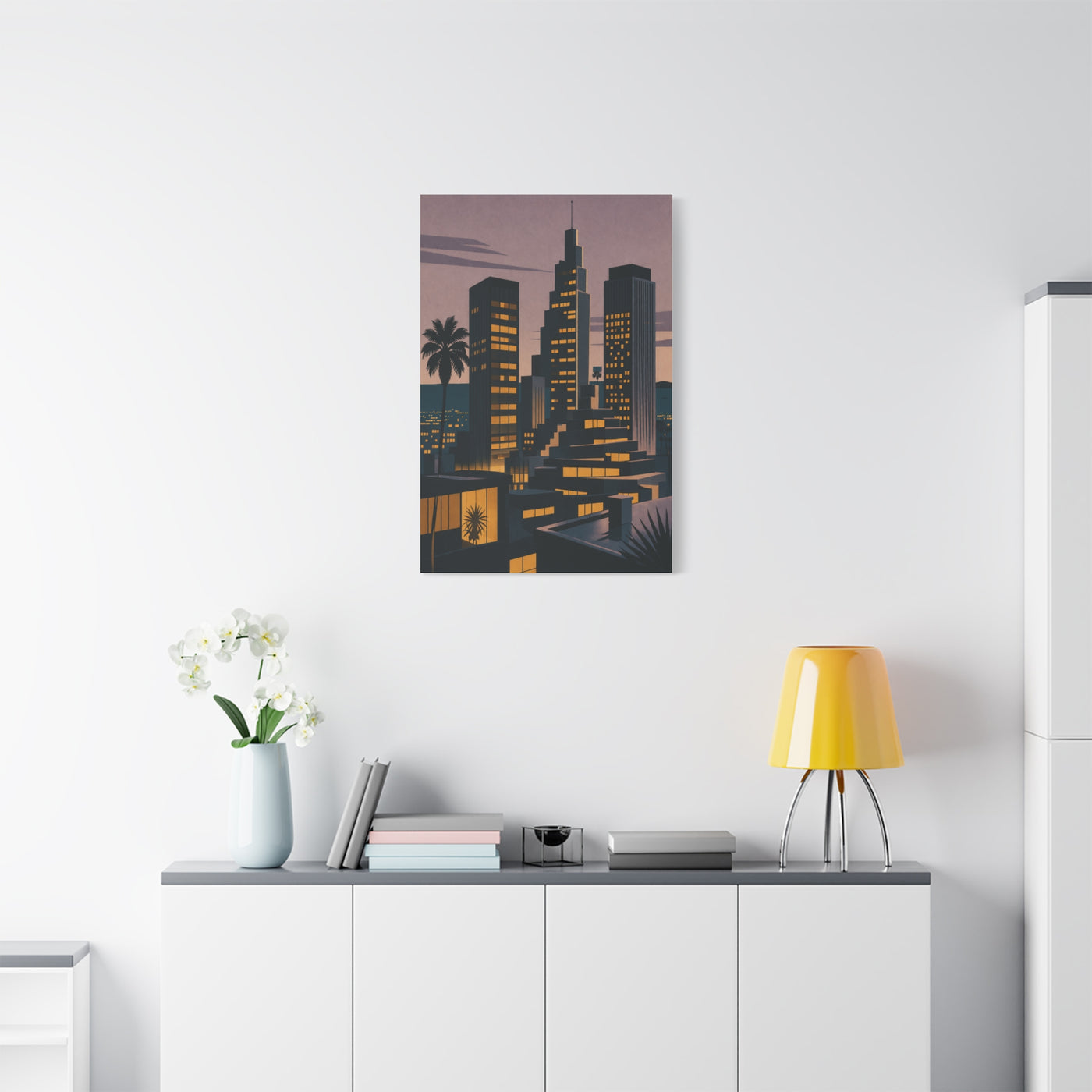 Retro Modern Skyline Dusk Wall Art & Canvas Print
