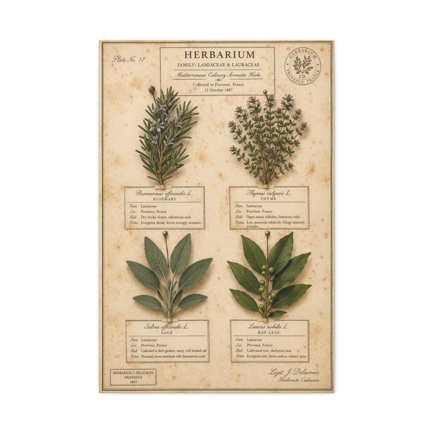 Vintage Herbarium Culinary Study Wall Art & Canvas Print
