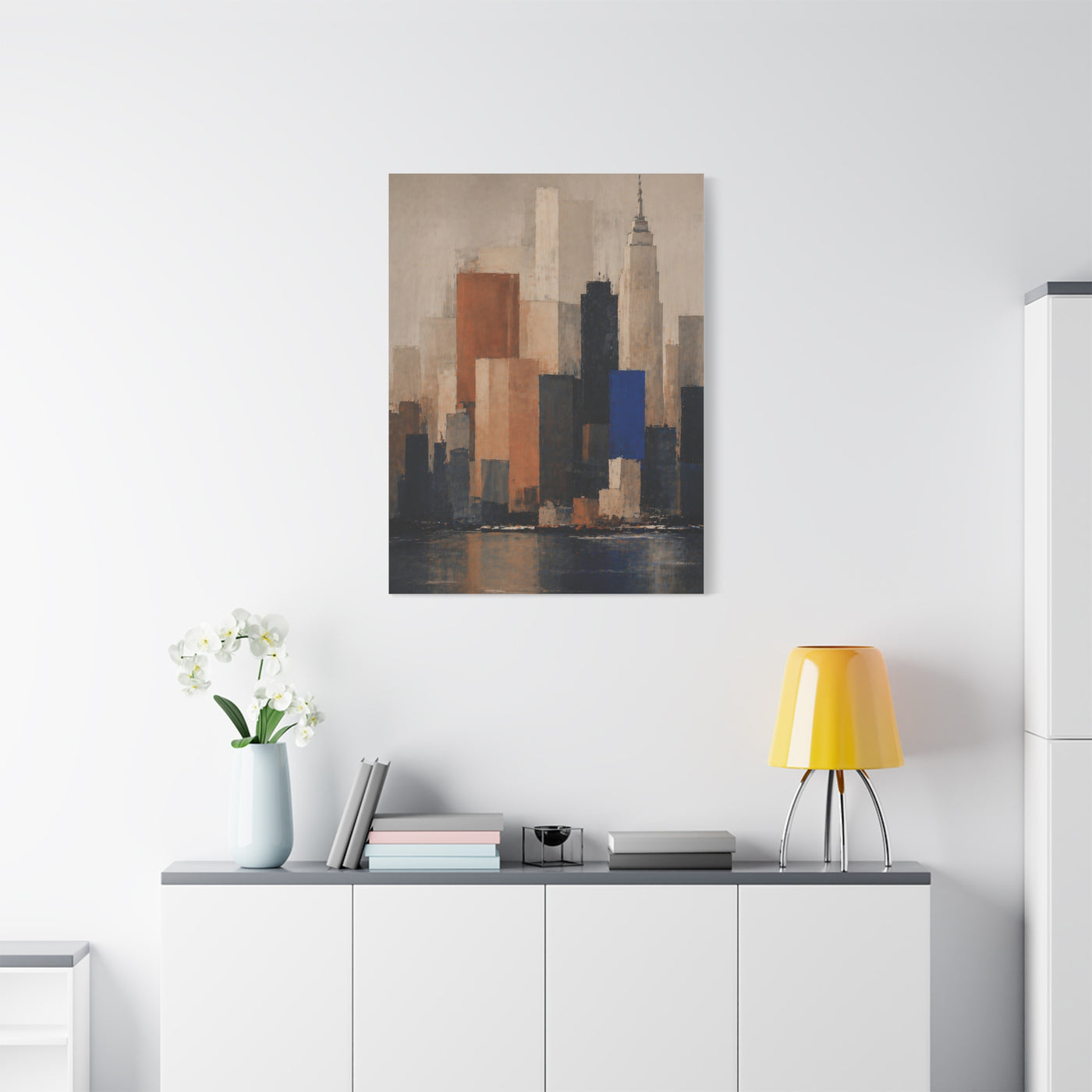 Modern Color Block Skyline Reflection Wall Art & Canvas Print