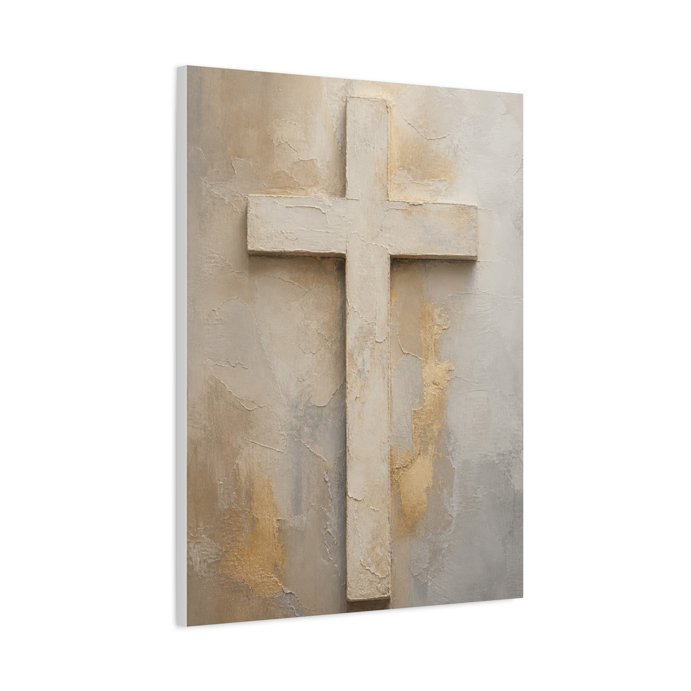 Minimal Ivory Christian Cross Wall Art & Canvas Print