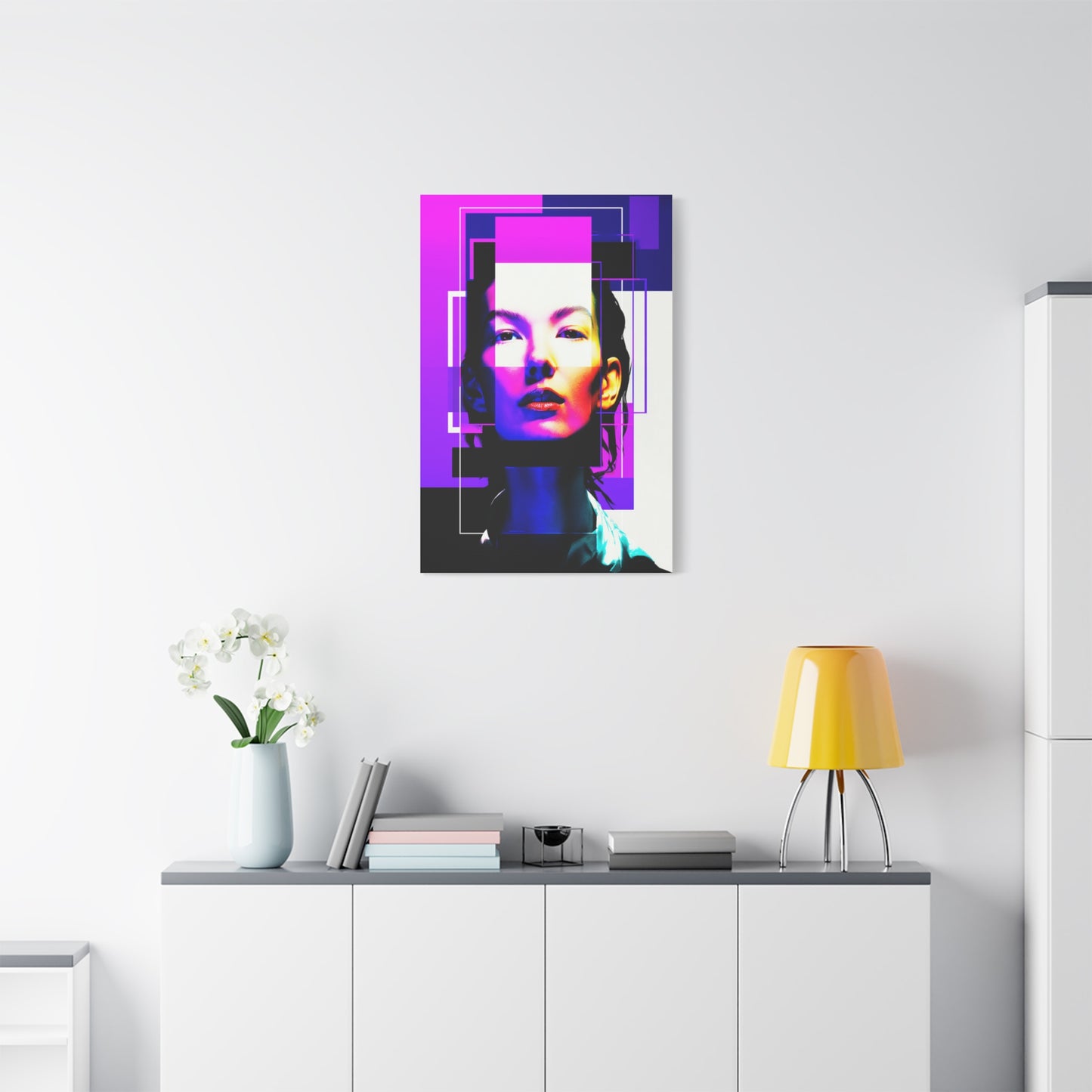 Neon Geometry Portrait Wall Art & Canvas Print
