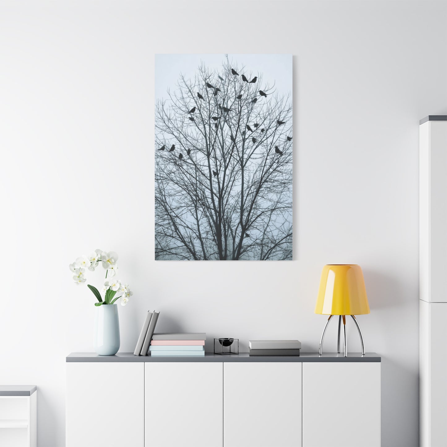 Tree of Crows Silhouette Wall Art & Canvas Print