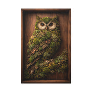 Biophilic Moss Owl Shadowbox Wall Art & Canvas Print