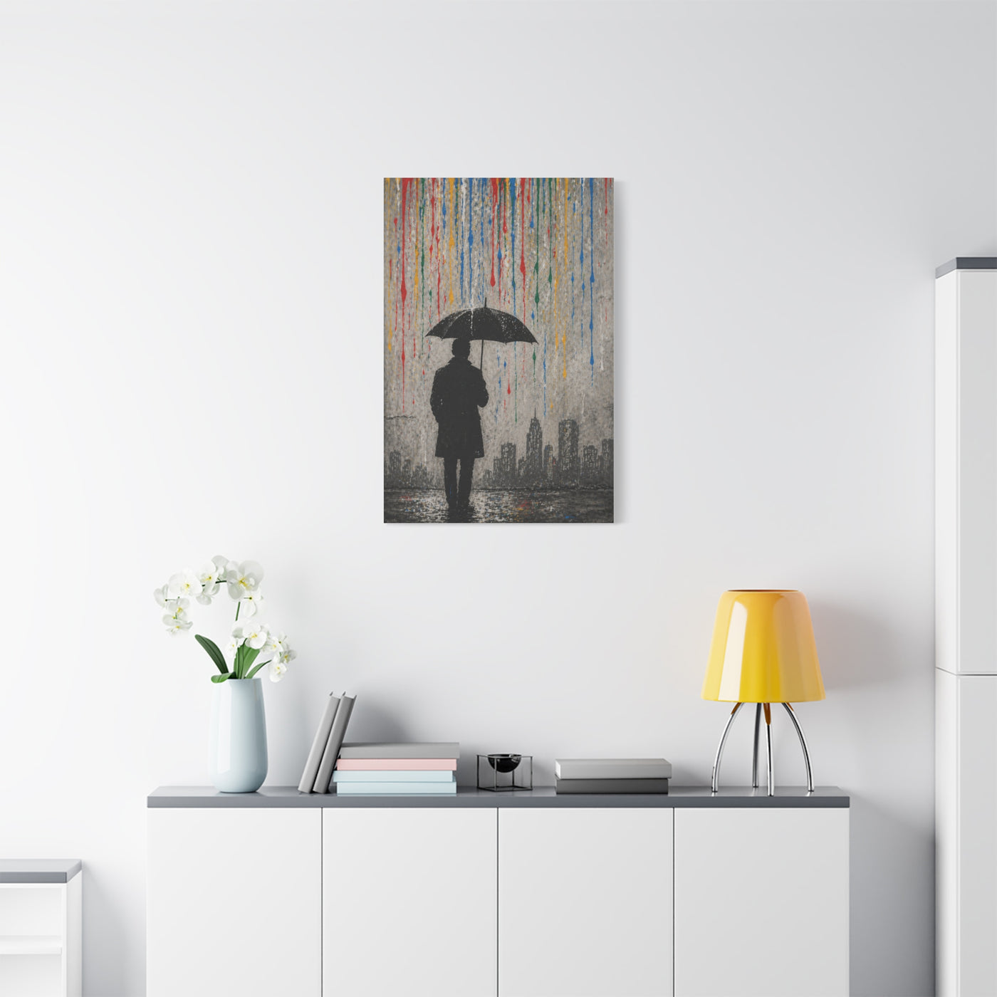 Urban Rain Umbrella Street Art Wall Art & Canvas Print
