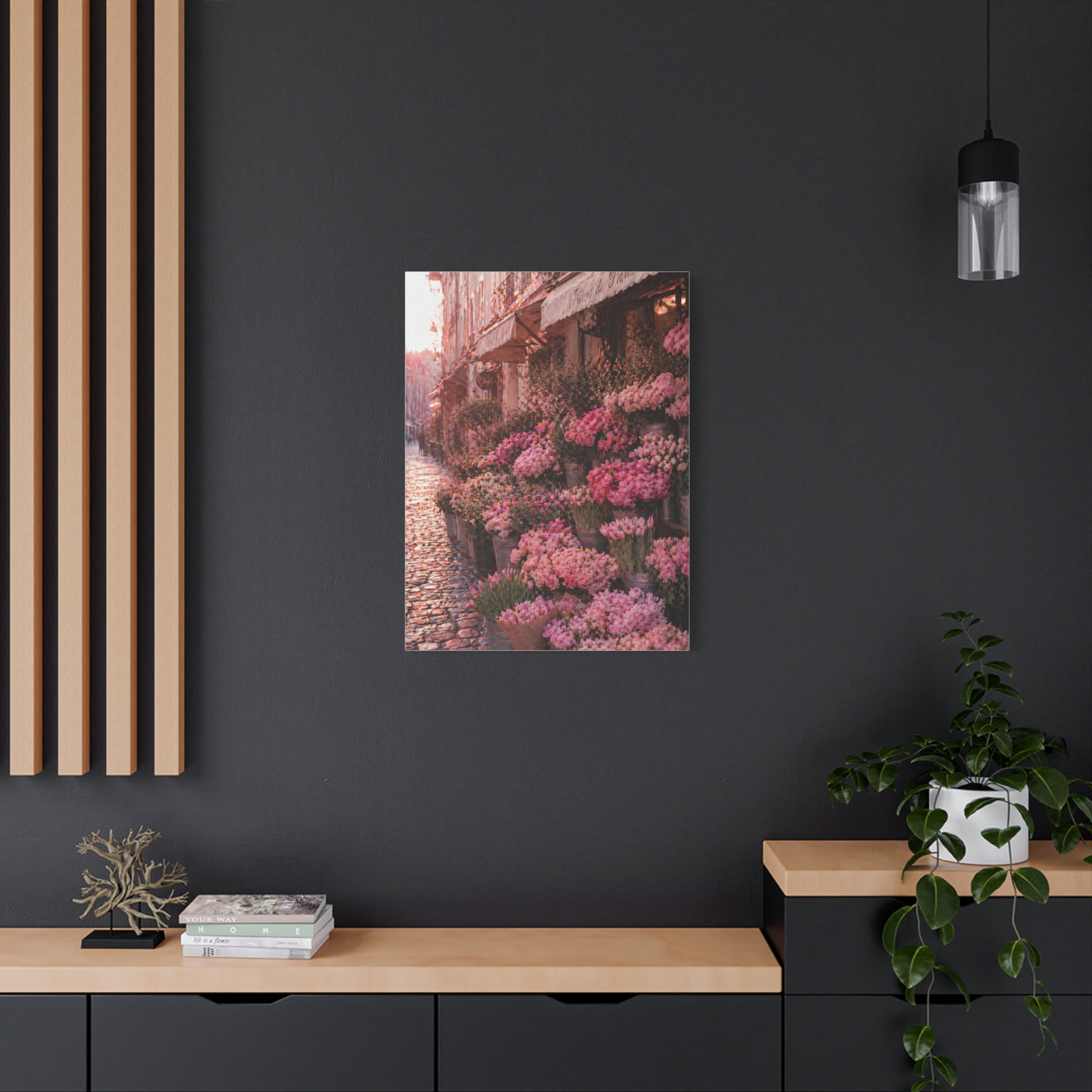 Parisian Pink Flower Market Street Wall Art & Canvas Print