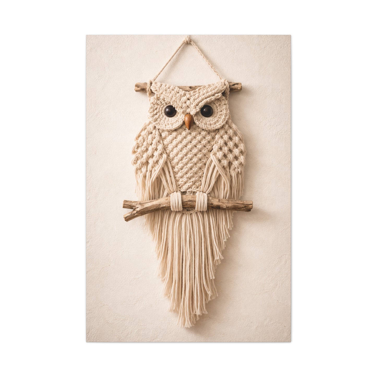 Boho Macrame Owl Textile Wall Art & Canvas Print