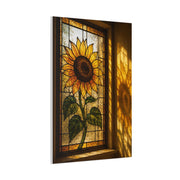 Golden Light Stained Glass Sunflower Wall Art & Canvas Print