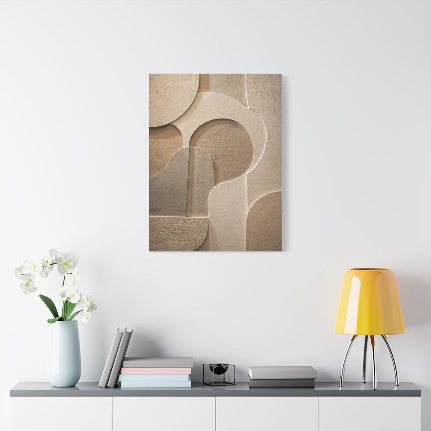 Warm Neutral Plaster Relief Abstract Wall Art & Canvas Print
