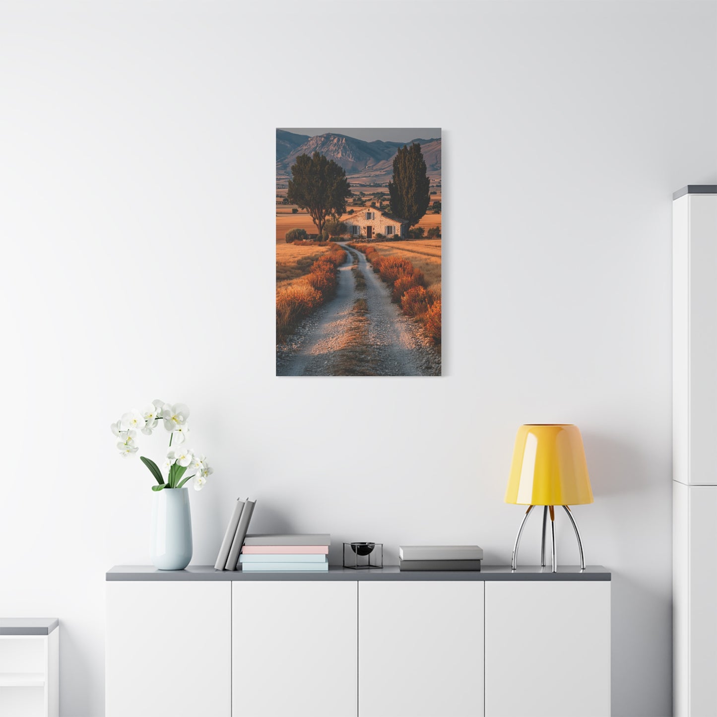 Farmhouse Gravel Lane Countryside Wall Art & Canvas Print