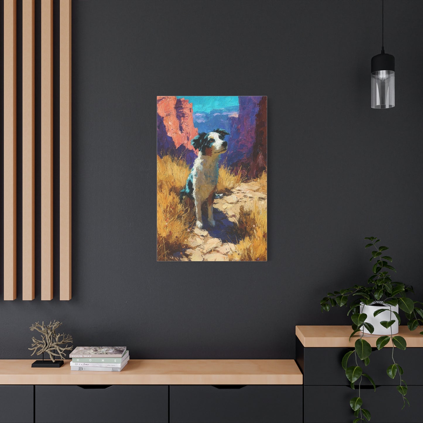 Australian Shepherd Desert Canyon Wall Art & Canvas Print