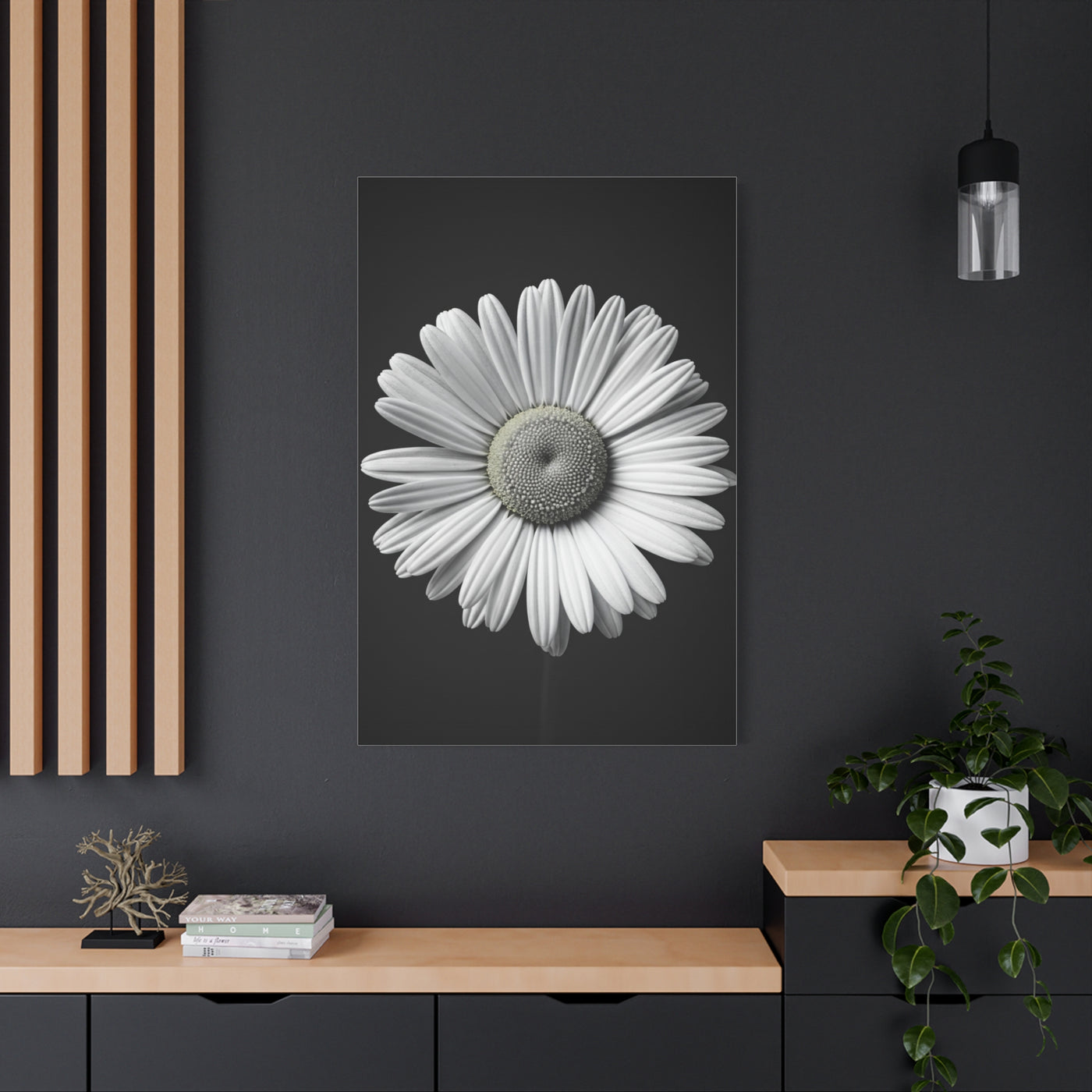White Daisy Bloom Portrait Wall Art & Canvas Prints