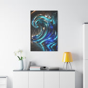 Glass & Steel Ocean Wave Architectural Sculpture Wall Art & Canvas Print