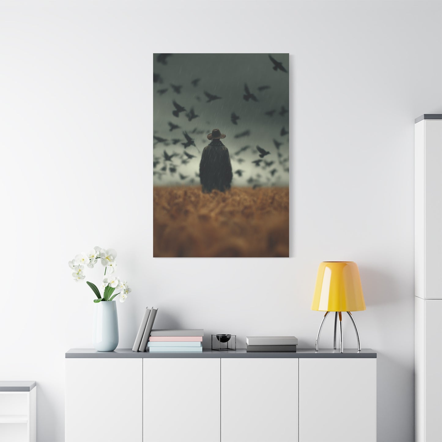 Scarecrow and Crows Autumn Field Wall Art & Canvas Print