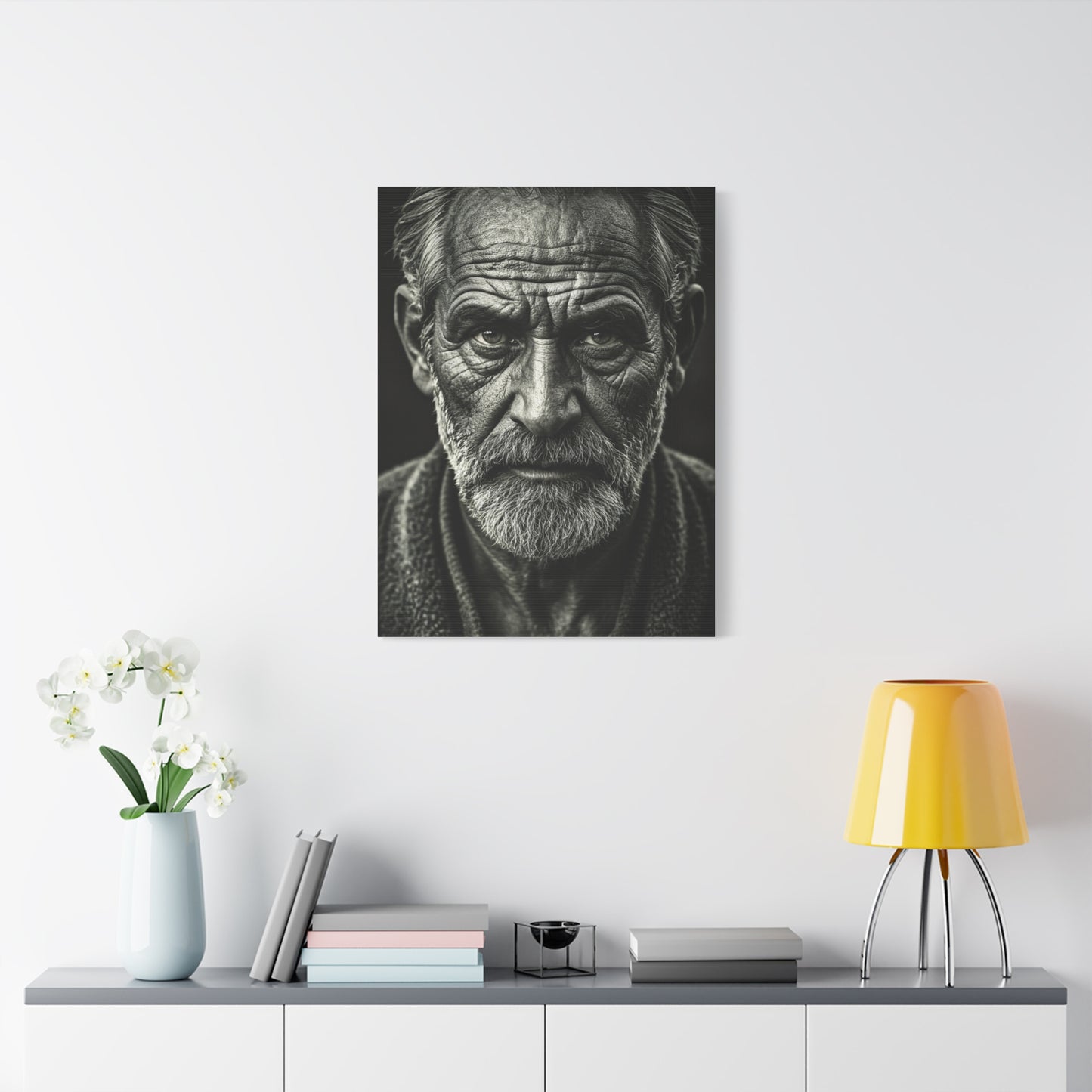 Lines of Time Black & White Elder Portrait Wall Art & Canvas Prints