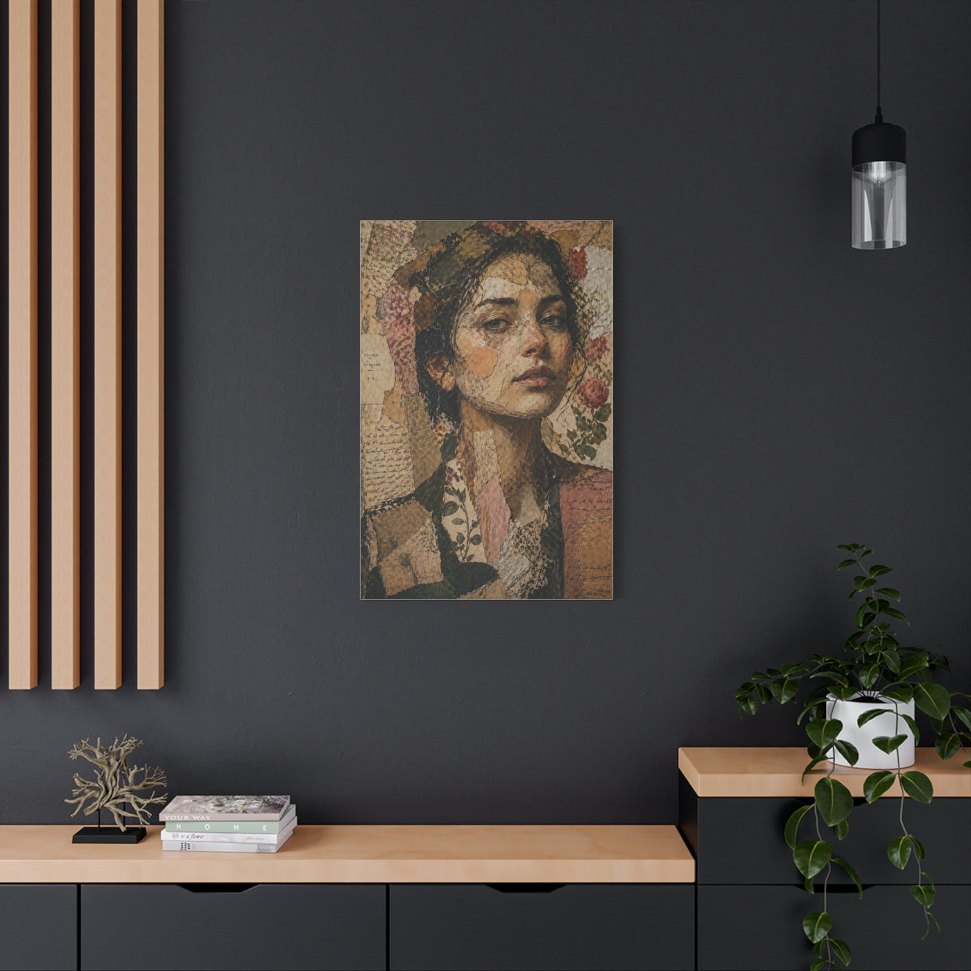 Mixed-Media Feminine Portrait Collage Wall Art & Canvas Print
