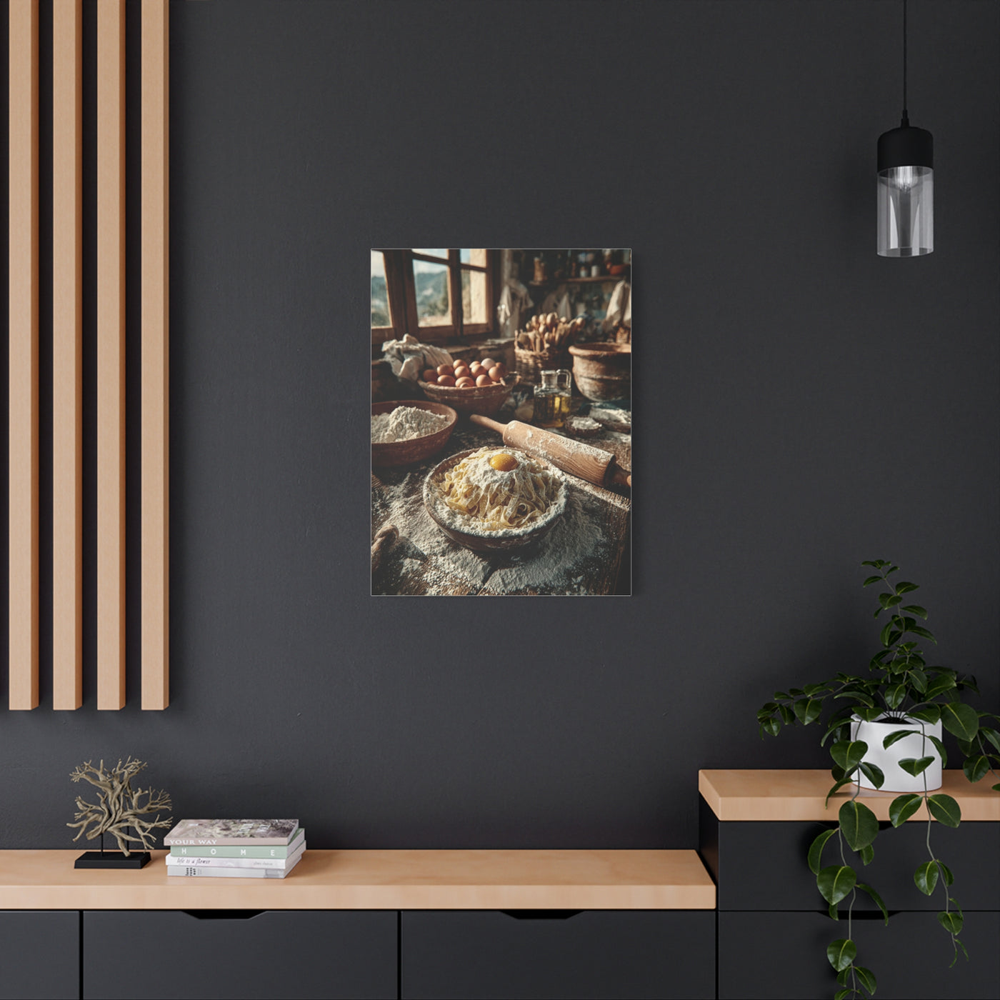 Homemade Pasta Rustic Kitchen Prep Wall Art & Canvas Print