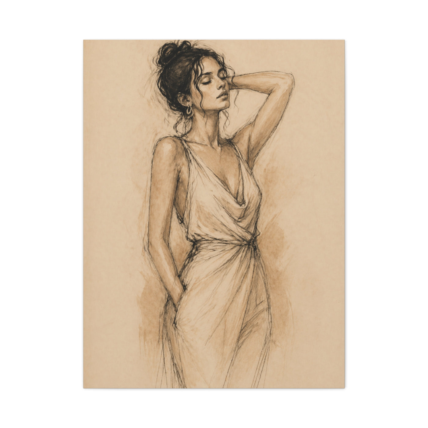 Elegant Charcoal Figure Study Wall Art & Canvas Print