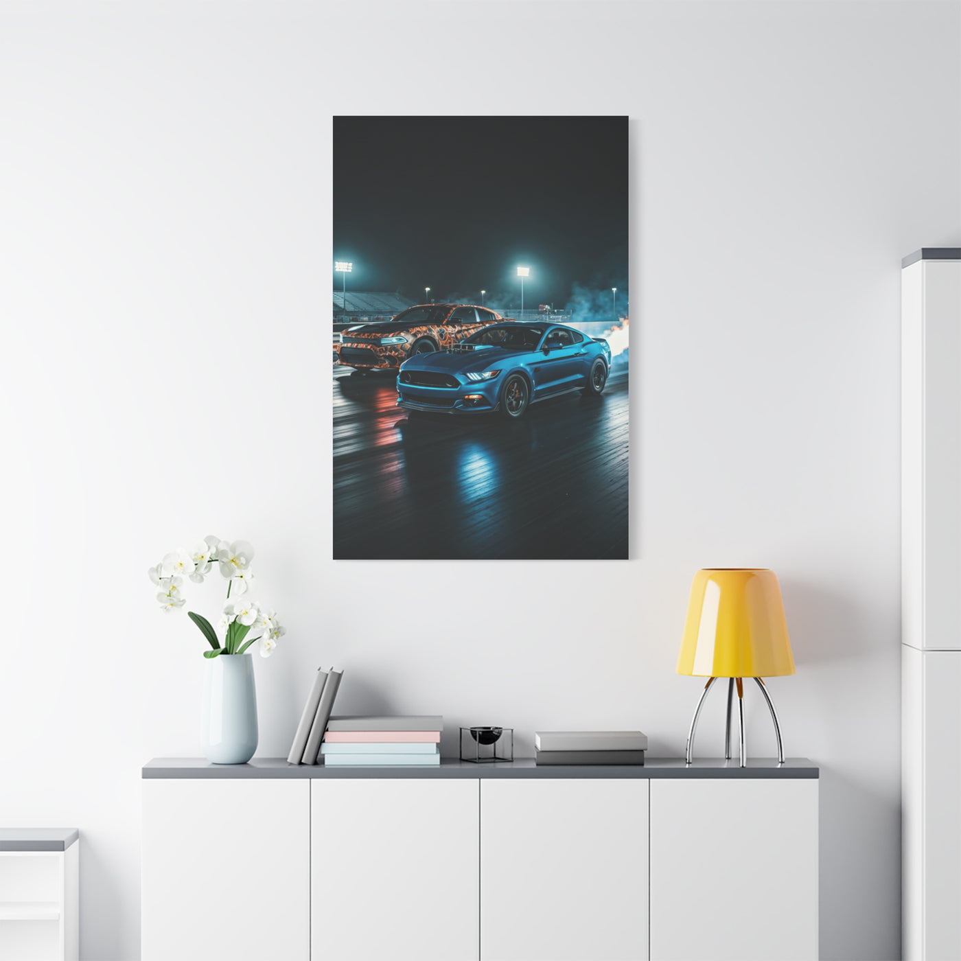 Blue Mustang Surge – Hellcat Widebody Drag Duel Wall Art & Canvas Prints