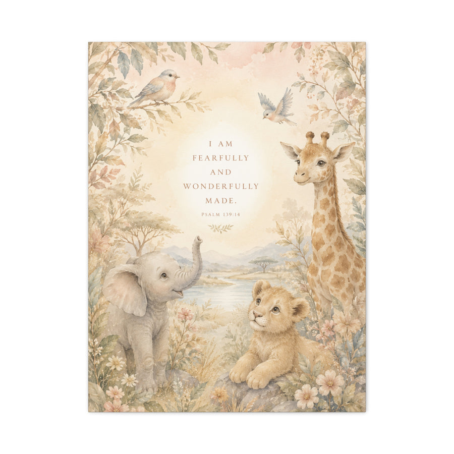 Fearfully and Wonderfully Made Nursery Scripture Wall Art & Canvas Print