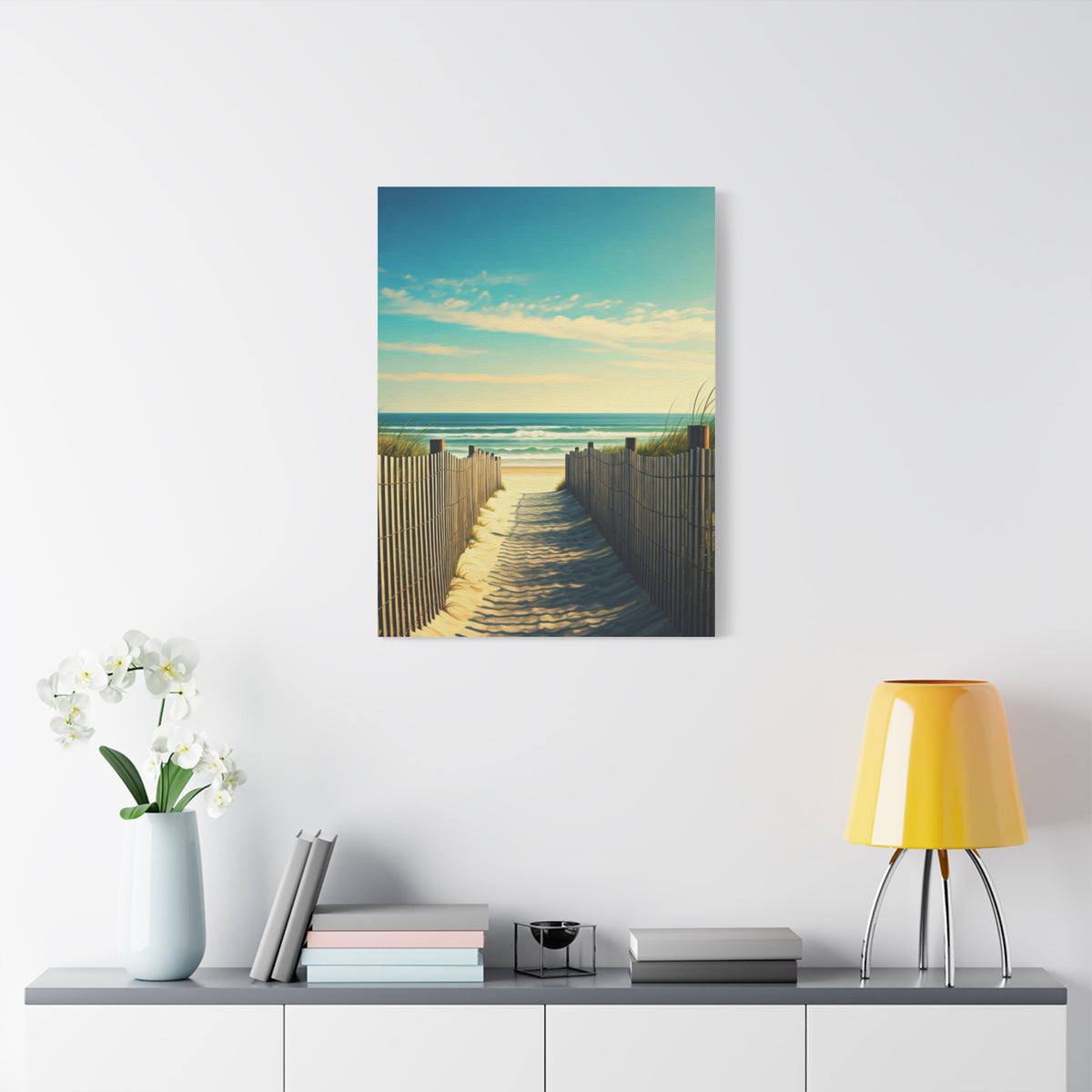 Sandy Fence Pathway to the Shore Wall Art & Canvas Prints