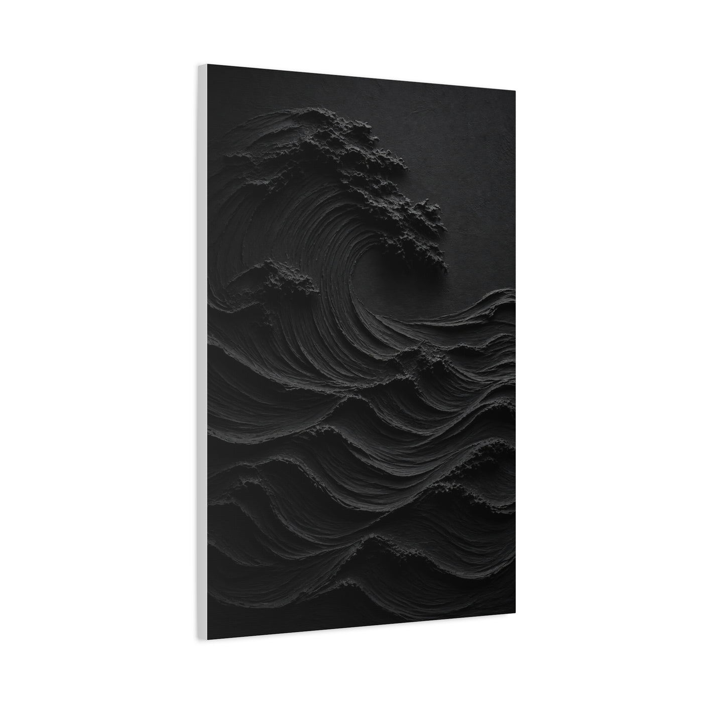 Dark Textured Wave Monochrome Statement Wall Art & Canvas Print