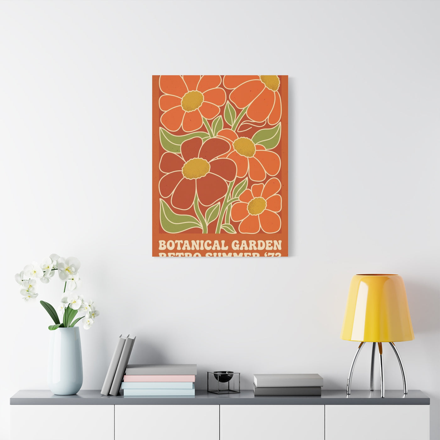 Retro Botanical Orange Flower Poster Wall Art & Canvas Print