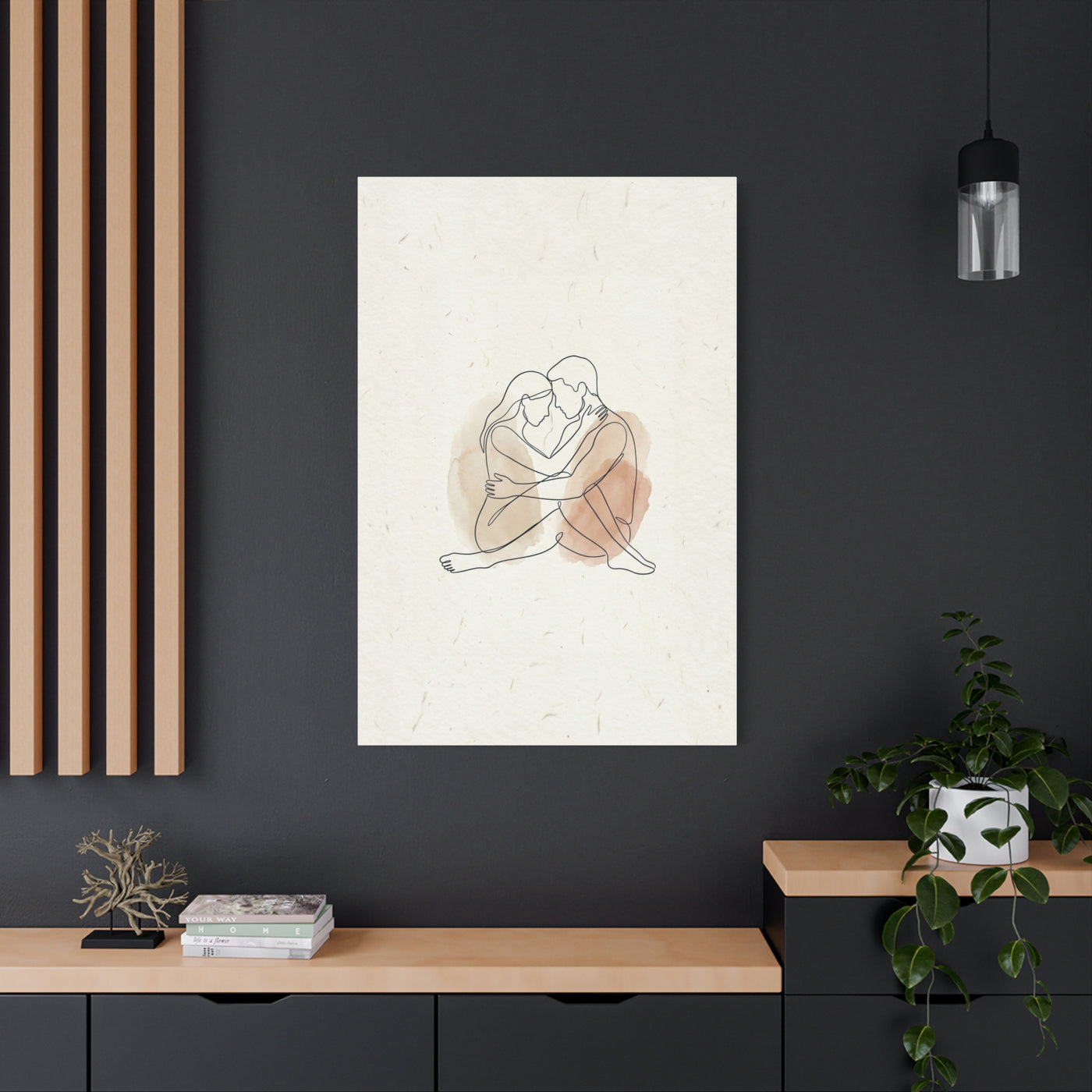 Minimal Line Art Intimate Embrace Wall Art & Canvas Print