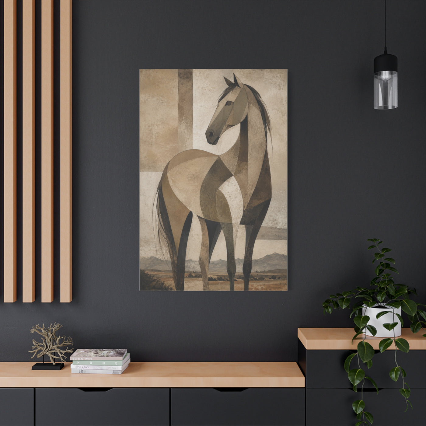 Geometric Horse Modern Ranch Study Wall Art & Canvas Print