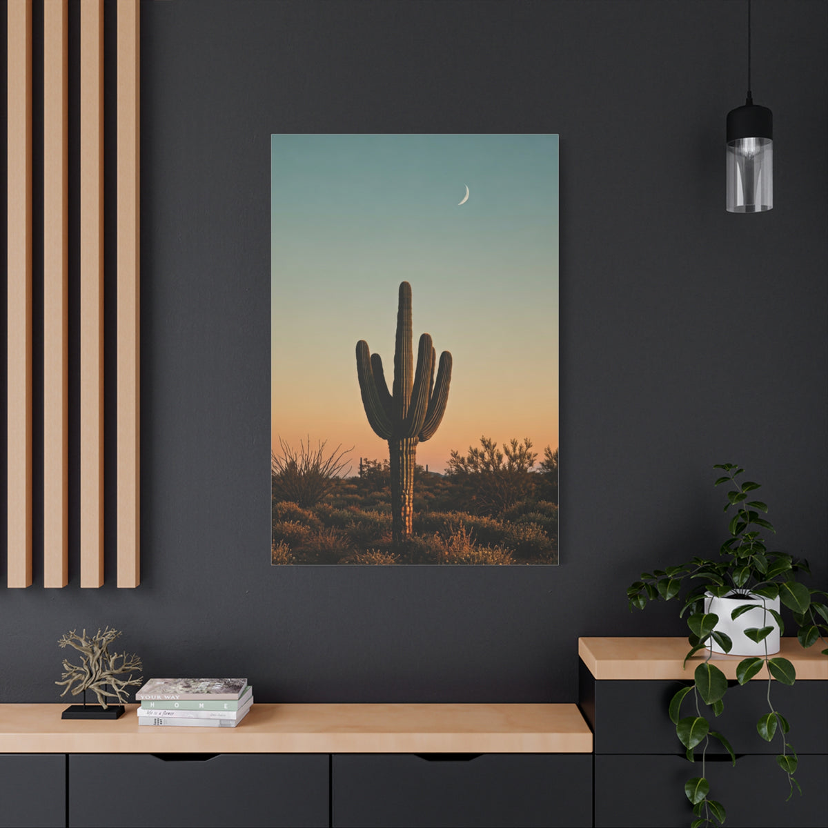 Solitary Saguaro Under Open Desert Sky Wall Art & Canvas Prints